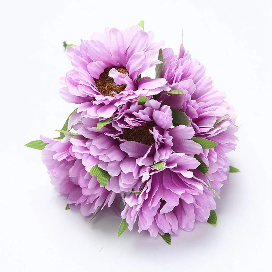 Szoba Dekoráció 6db/Csapat Mesterséges Gerbera Daisy Igazi Kapcsolatot Virágok illata Kert lakberendezés Kép 4