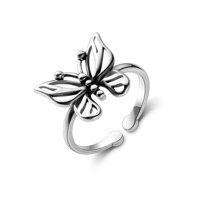 XIYANIKE Ezüst Bevonatú Üreges Nagy Pillangó Gyűrű Nőknek Édes Romantikus Stílusú Ékszerek Kiegészítők Eljegyzési Party Ajándék Kép 4