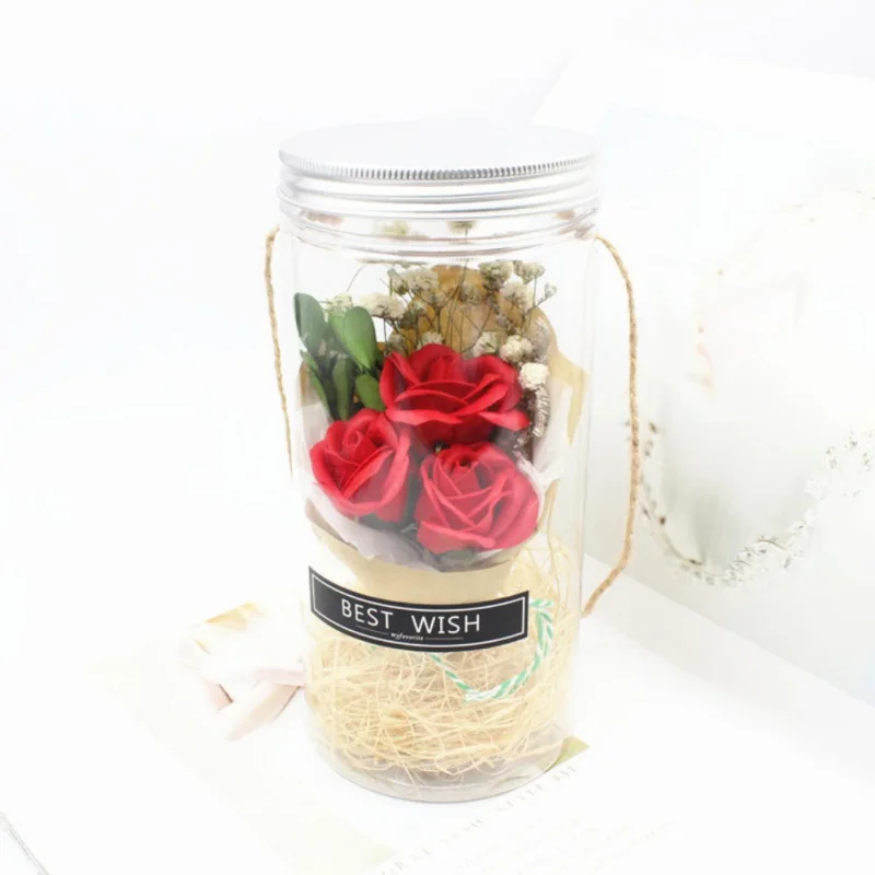 Örök Virág Halhatatlan Szappan Rózsa LED Szappan Virág Műanyag Palackok Esküvői Mesterséges Virág, Valentin Nap, Anyák Napi Ajándék Kép 4