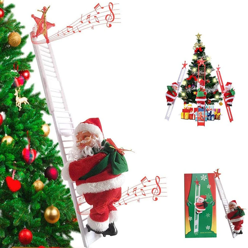 Mikulás Karácsonyi Figura Dísz Mássz Fel A Gyöngyöket, majd Menj Le Többször Elektromos Hegymászás LadderKids Játék Ajándékok New Kép 4