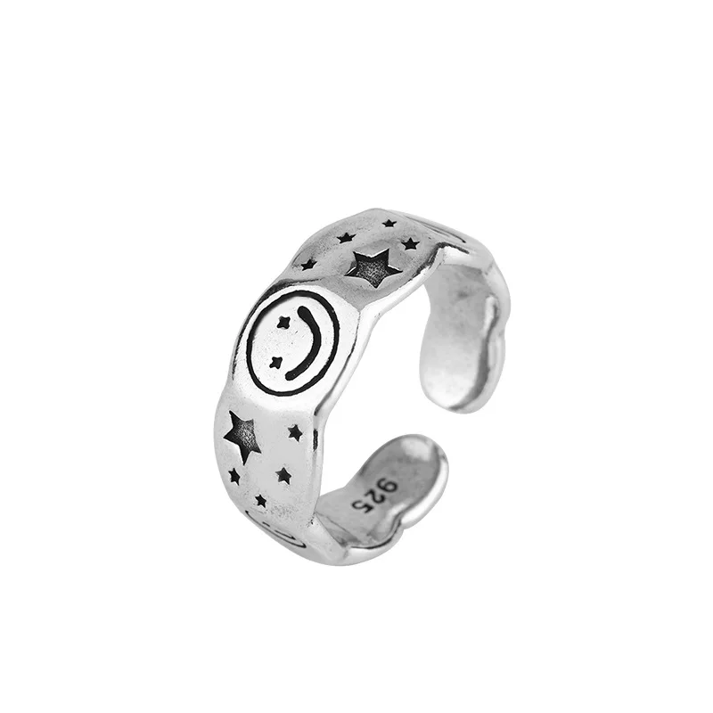 Bájos Nyitott, mosolygós Arccal Gyűrű Női Régi Bohém Buli Gyűrűk Gótikus Punk Ékszerek, Ajándékok Lányoknak 2021 Kép 4