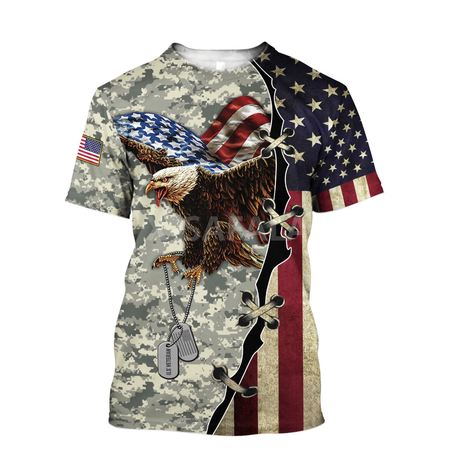 Nyári Divat Férfi póló amerikai Haditengerészet MINKET Veterán Zászló Sas Katona 3D Nyomtatott póló Unisex Harajuku ing, Alkalmi Póló Pólók-5 Kép 4