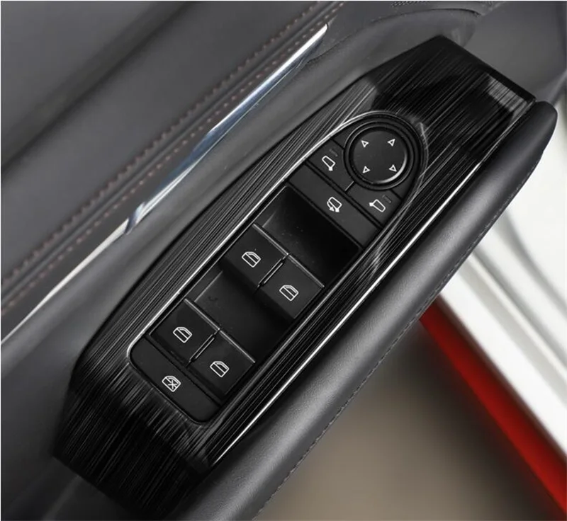 A Mazda 3 RHD 2019 2020 Belső Ajtó Autó Kartámasz Ablak Lift Kapcsoló Gomb Panel Borító Matrica, Autó Kárpitok Stílus Tartozékok Kép 4