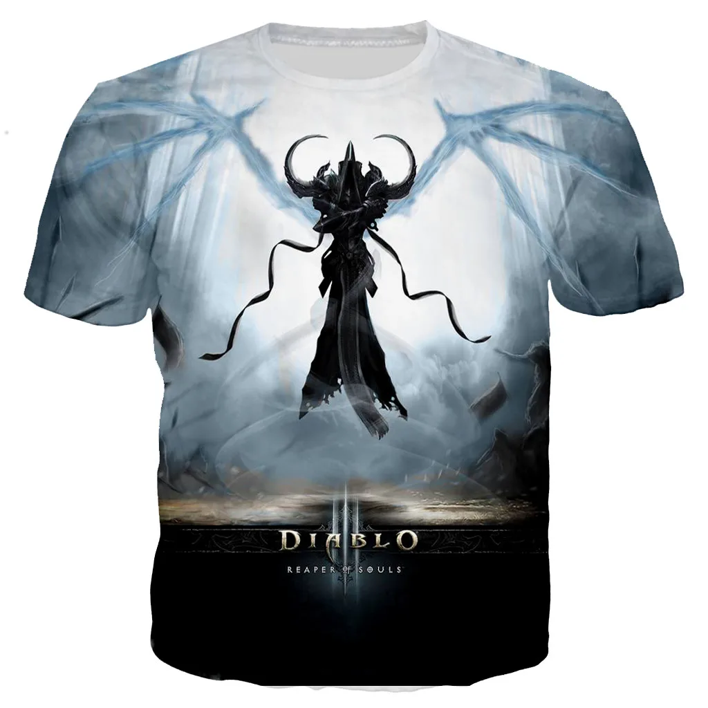 Nyári Játék Diablo 3 Reaper Lélek Nyomtatott 3D-s póló Férfi/női Divat Király Alkalmi Túlméretezett Streetwear Póló Ruha Kép 4