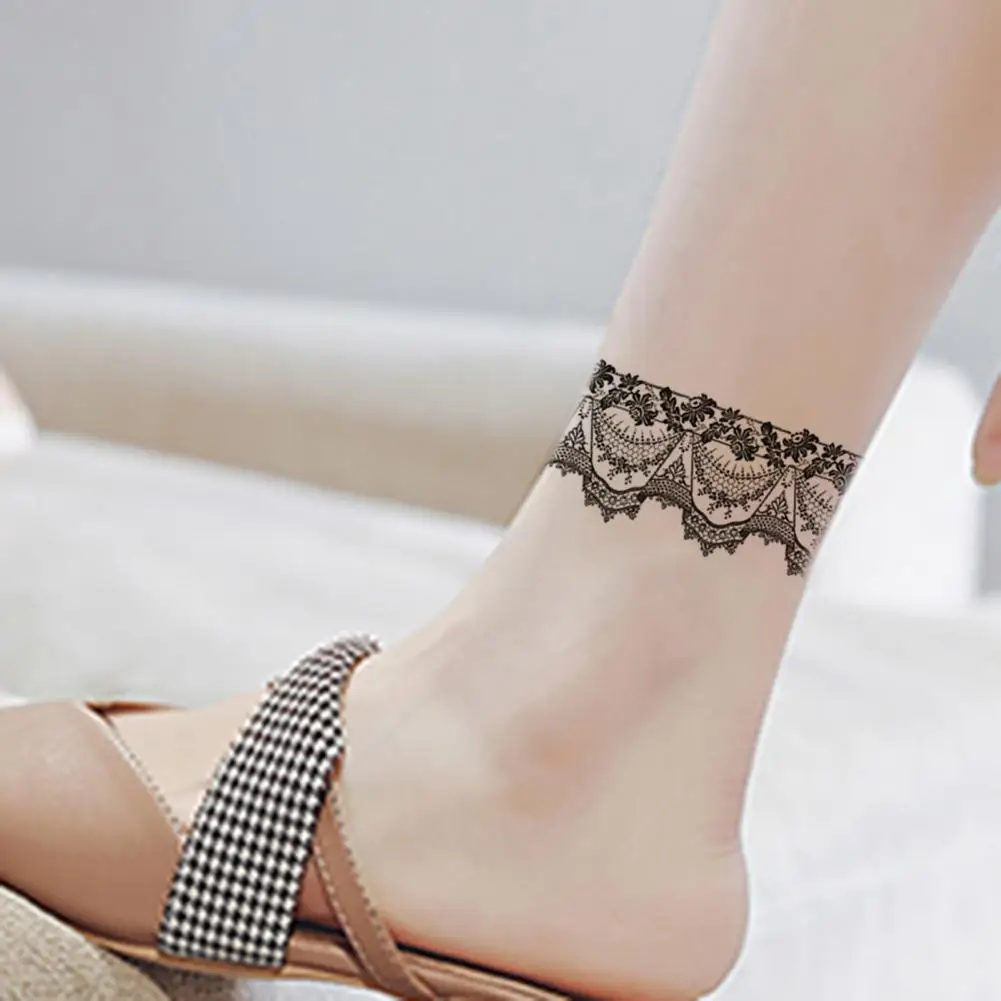 Test Tetoválás Elegáns Ártalmatlan Élénk, Tiszta Kép Fekete-Fehér, Csipke Ideiglenes Tetoválás Matrica Felnőtt Nők Kép 4