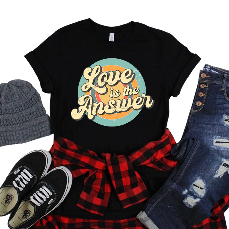 A szerelem A Válasz, Retro Keresztény póló Nők Harajuku Ruhát Jézus Hit Vintage T-shirt Laides Streetwear Tshirt Hajó Kép 4