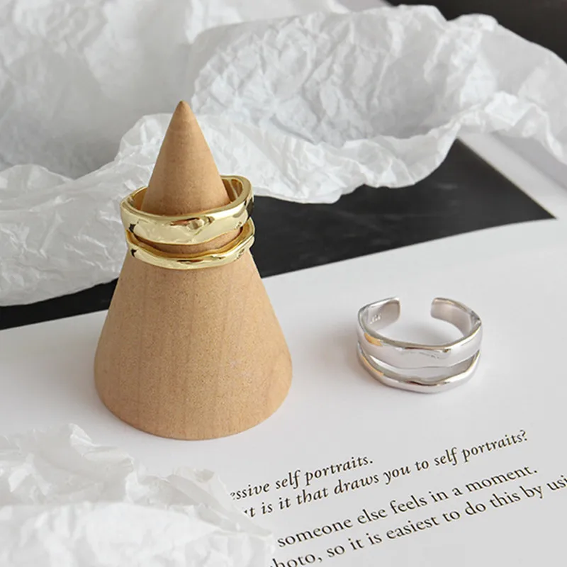 Egyszerű Stílusú Ezüst Színű Geometriai Szabálytalan Gyűrűk Nők Ajándékok Nagy Állítható Ujj Gyűrű Kép 4