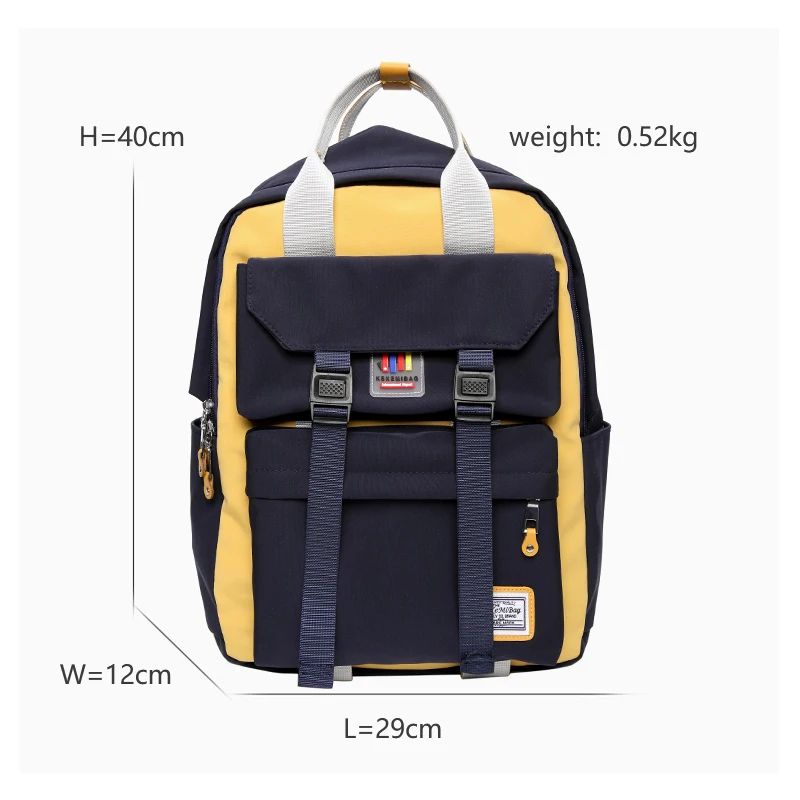 Többfunkciós kontraszt színű hátizsák, női Főiskolai stílus nagy kapacitású laptop táska Diáklány egy-vállon hordozható táska Kép 4