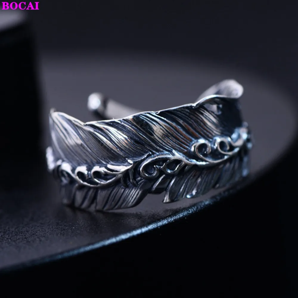 BOCAI S925 Sterling Ezüst Nyitó Gyűrű a Férfiak, mind a Nők 2021 Új Divat Pihe Fű Kezét Díszek Tiszta schuster szállás Ékszerek Kép 4