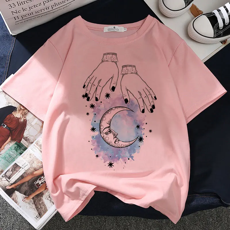 Mihua Szarvas Grafika Nyomtatás póló Női Póló Harajuku Esztétikai Rózsaszín Maximum Alkalmi Tshirt 2021 Új Nyári Divat Y2k Női Póló Kép 4