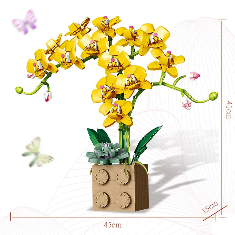 Építőkövei Orchidea Sorozat Bonsai Lány Virágot Felnőtt Virágkötészeti Közgyűlés Játékok, Ajándékok, Díszek Kép 4