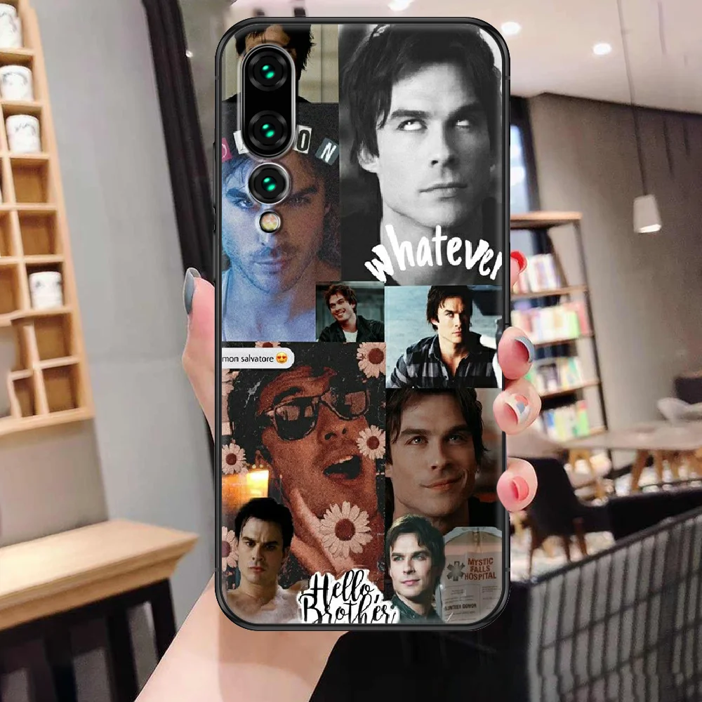 A Vampire Diaries Damon Salvatore Telefon esetében A Huawei P Haver P10 P20 P30 P40 10 20 Okos Z Pro Lite 2019 fekete 3D lökhárító tpu Kép 4