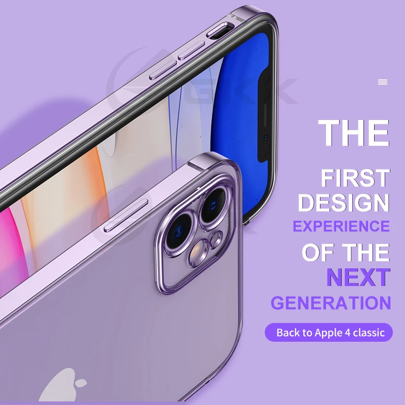 Új Luxus Eredeti Négyzet Galvanizáló átlátszó Puha tok IPhone 11 Pro Max Változás iPhone 12 Esetben teljes Védelem Borító Kép 4