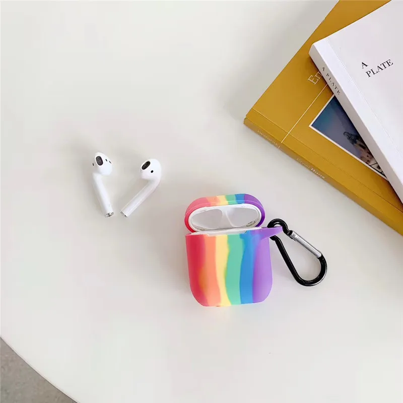 Forró Szivárvány Folyékony Szilikon Bluetooth Headset puha tok Apple Airpods 1 2 pro vezeték nélküli töltés aranyos fedezze ajándék Kép 4