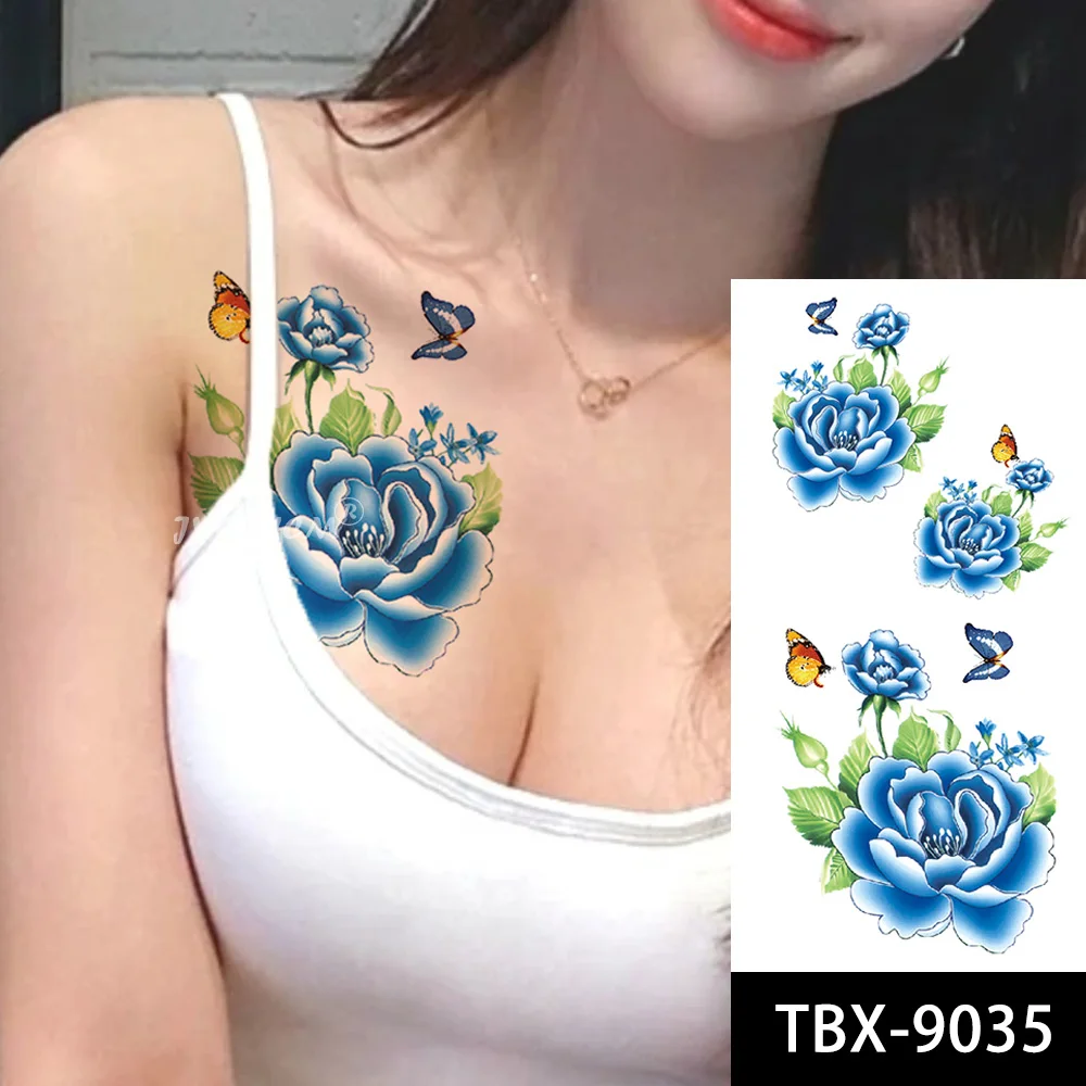 Virág Tetoválás Sickers Vízálló Ideiglenes Tetoválás Ujja Utánzat Tetoválás a Nők Szexi Test Tetoválás Festmény egyszeri Hamis Tatto Kép 4