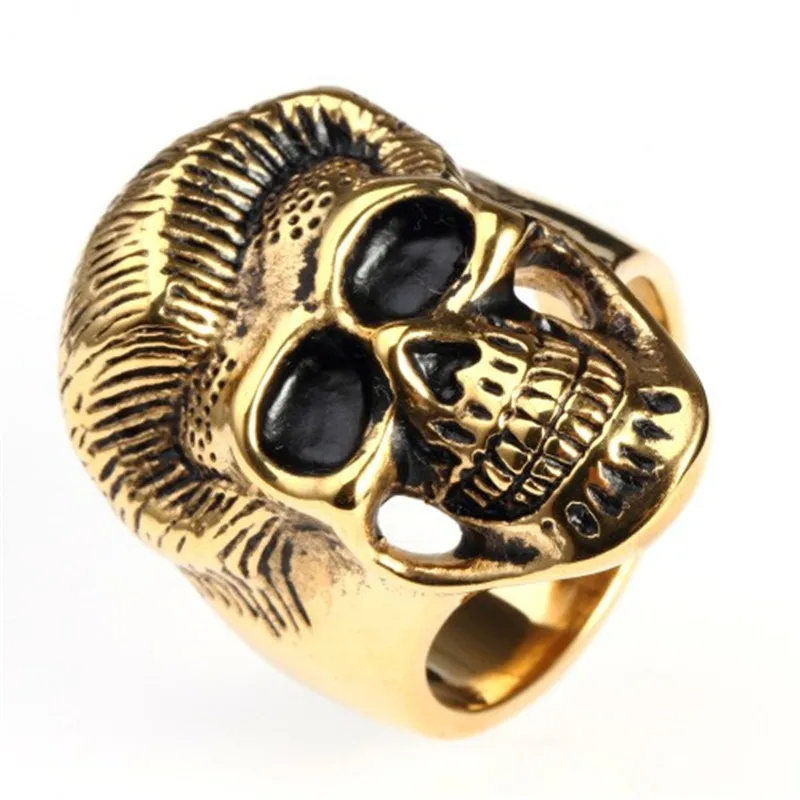 Rozsdamentes acél gyűrű, Titán-acél elvis Presley Férfi koponya gyűrű Kép 4