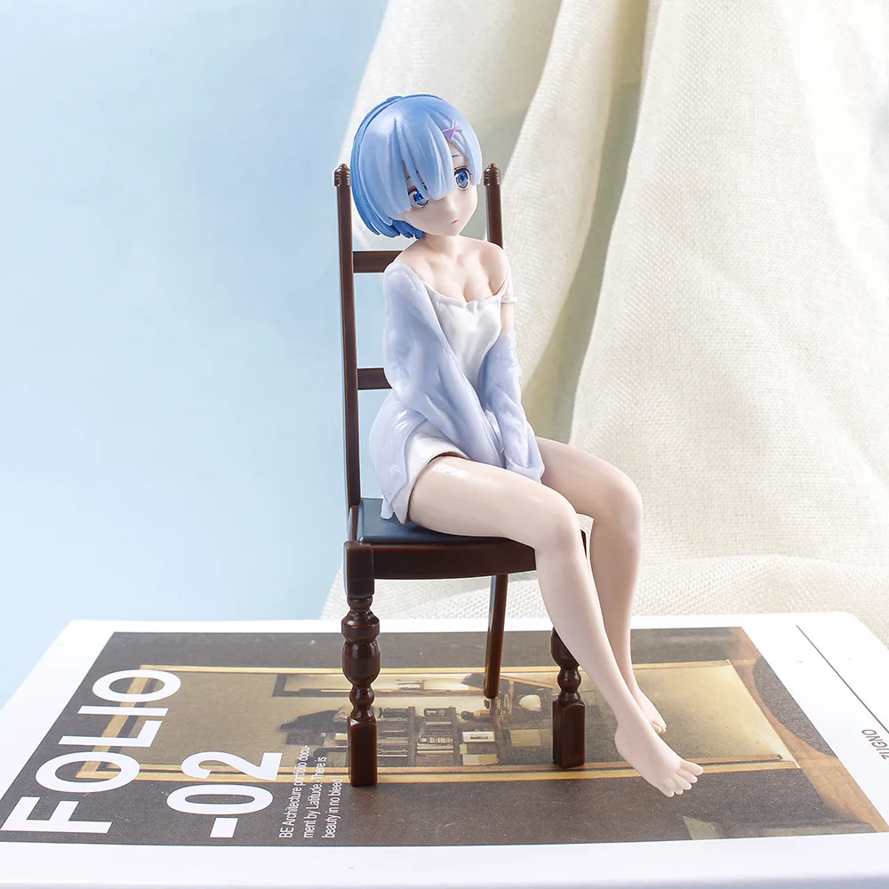 Anime Rem Re:Élet egy más világ, nulla Ver a Székben Ülő testtartás Figura 17cm dekoráció PVC Modell Játékok, Ajándékok Kép 4