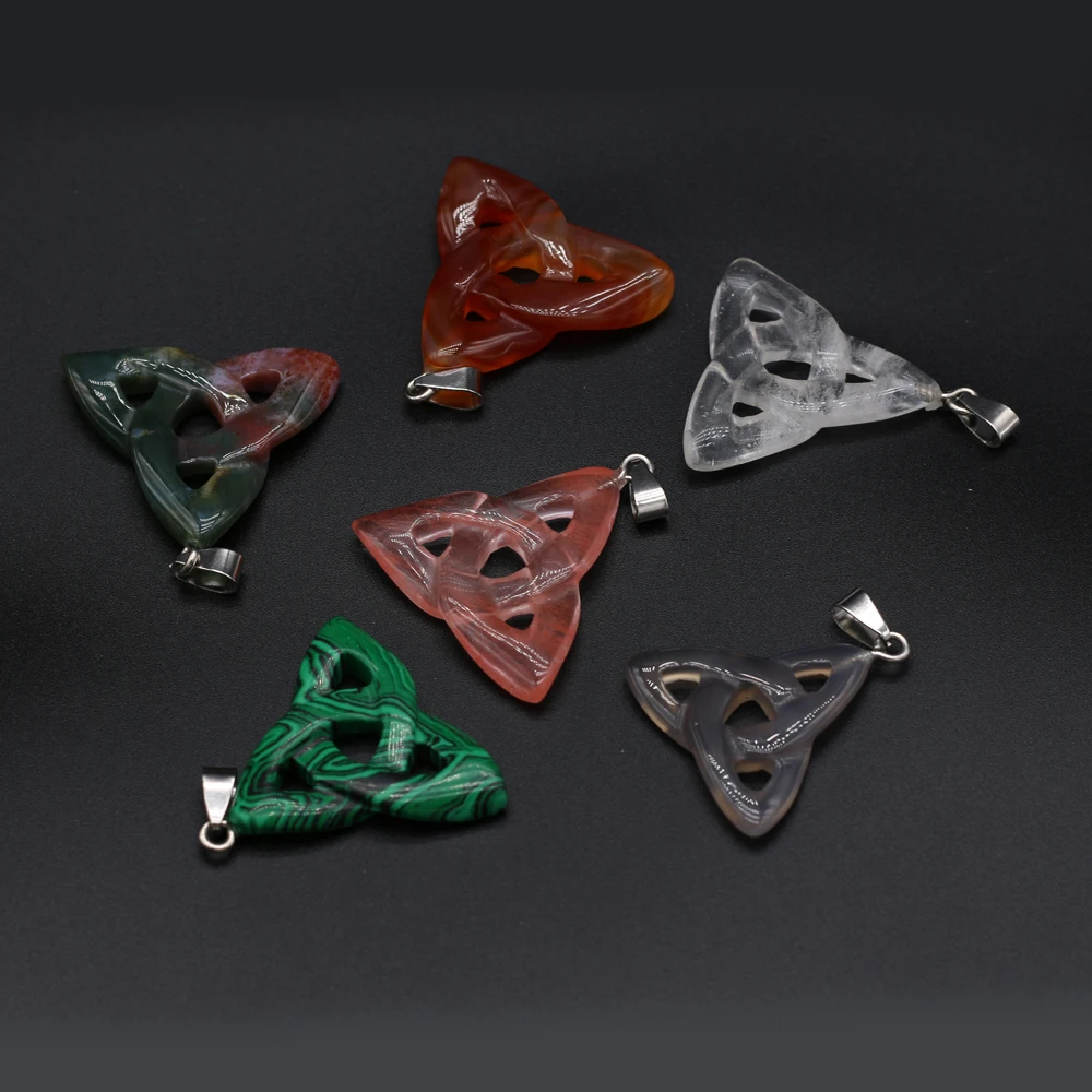 Természetes Kő medál féldrágakő Három Gyűrű Medál ékszer készítés DIY nyaklánc, karkötő, fülbevaló, tartozékok Kép 4