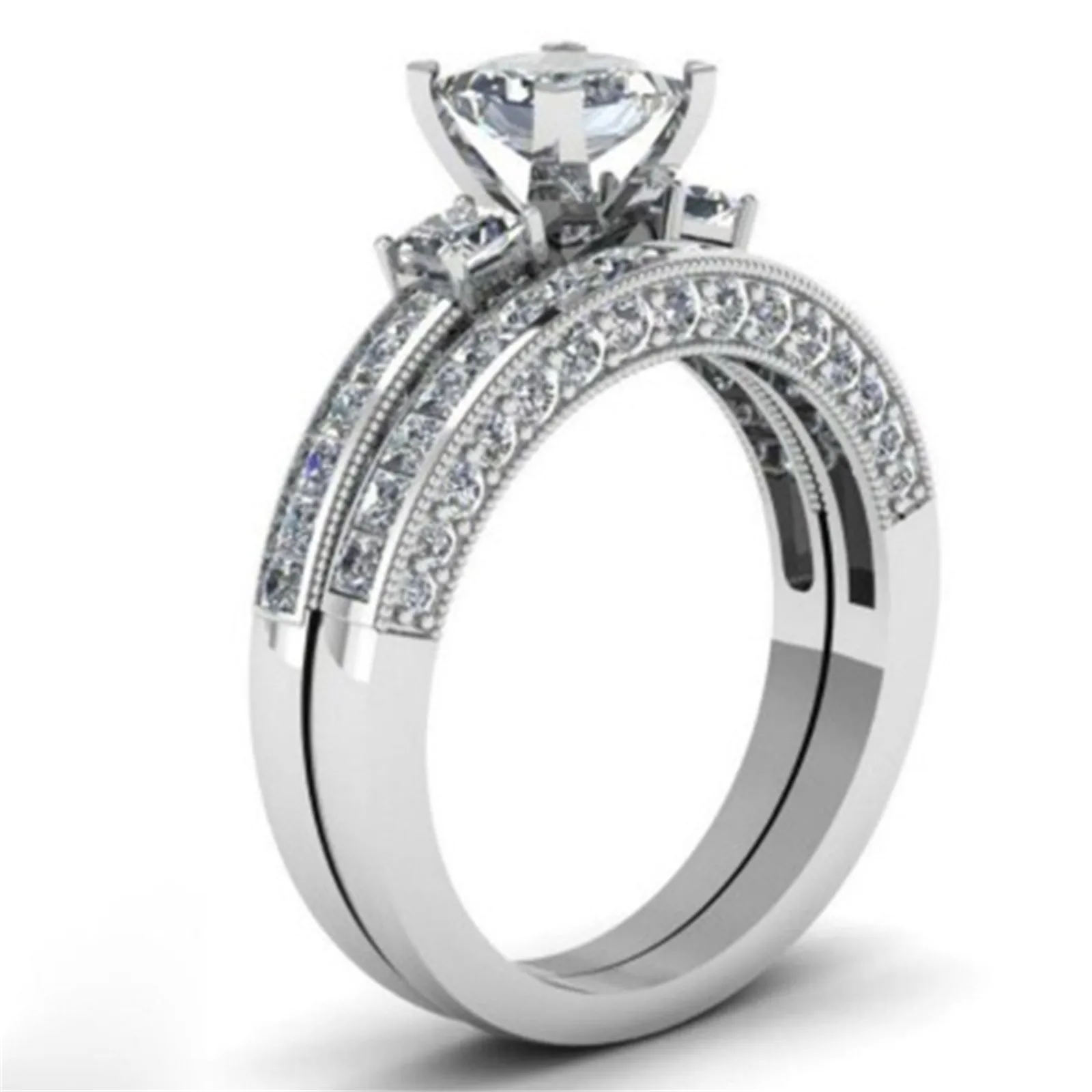 Ezüst Gyűrűk, Nők, Férfiak, Egyszerű Design Pár Gyűrű Divat Menyasszonyi Készletek Esküvői Jegygyűrű Ékszer Évforduló Tartozék Kép 4
