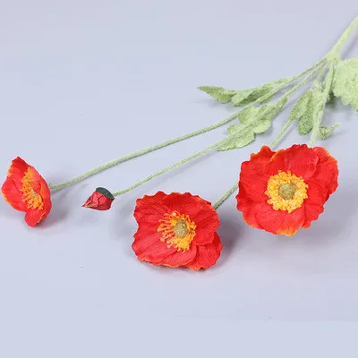 Gyönyörű Mesterséges Selyem Poppy Virág Dekoráció Otthon Esküvői Mák 1db dropshipping Kép 4