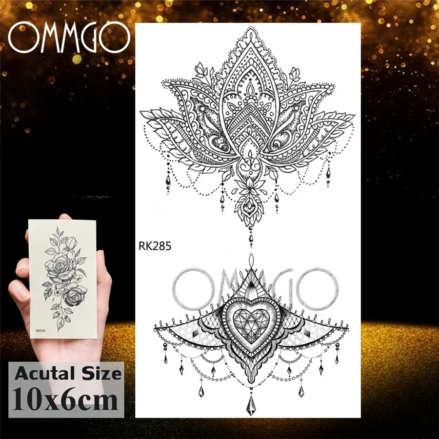 OMMGO Geometriai Szilva Virág Fa Ideiglenes Tetoválás Matrica Háromszög Medál Egyéni Hamis Női Tetoválás Művészet Virág, Csillag Tetkóimat Kép 4