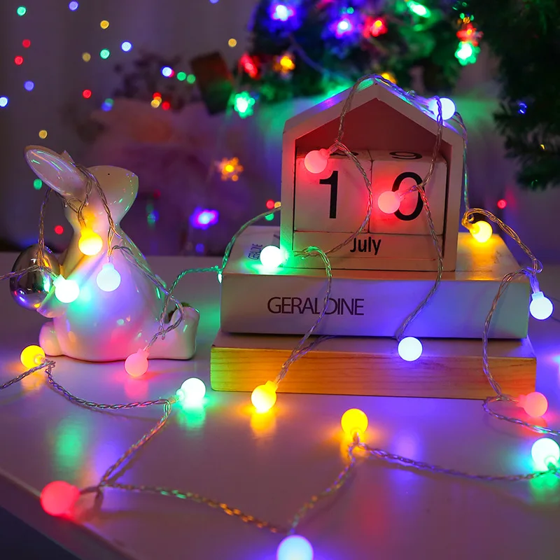USB/Akkumulátor LED Labdát Garland Fények Tündér String Vízálló, Kültéri Lámpa, Karácsonyi Ünnep, Esküvő, Parti Világítás Dekoráció Kép 4
