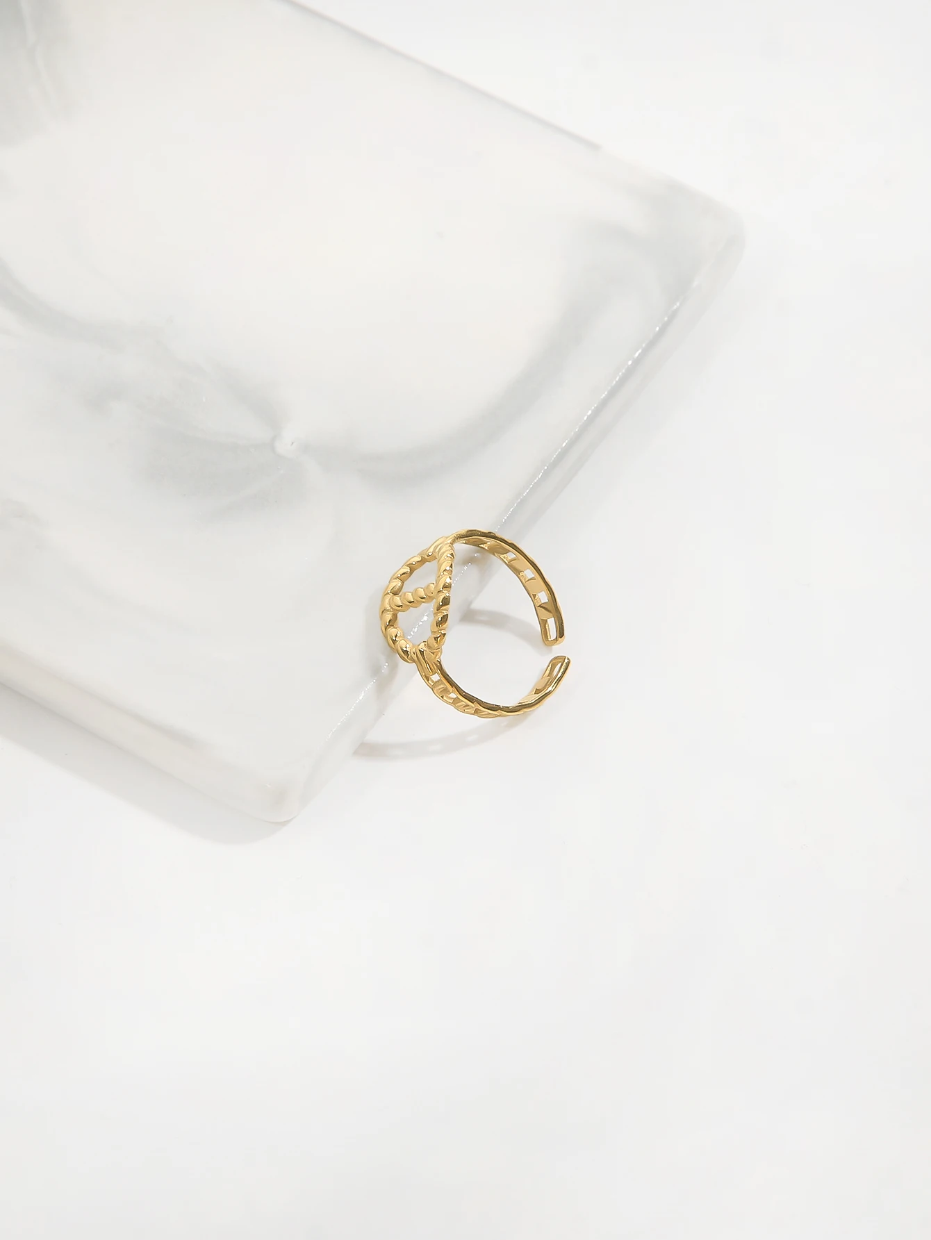 CARLIDANA 2021 Trendi Bijoux CD-Állítható Gyűrű Divat Üreges Disznó Orra Gyűrű Aranyozott Rozsdamentes Acél Ékszerek Nők Kép 4
