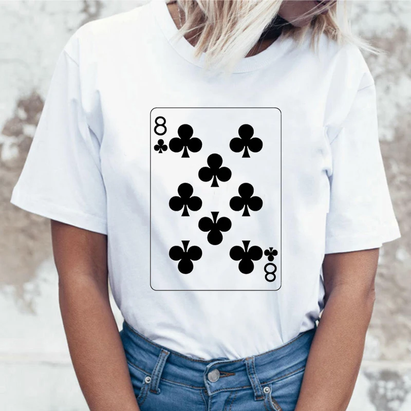 tshirt kpop vicces kártya 8 grafikus póló pólók kártya póker kawaii póló nők 80-as évek esztétikai ruhát, nyári felsők top Kép 4