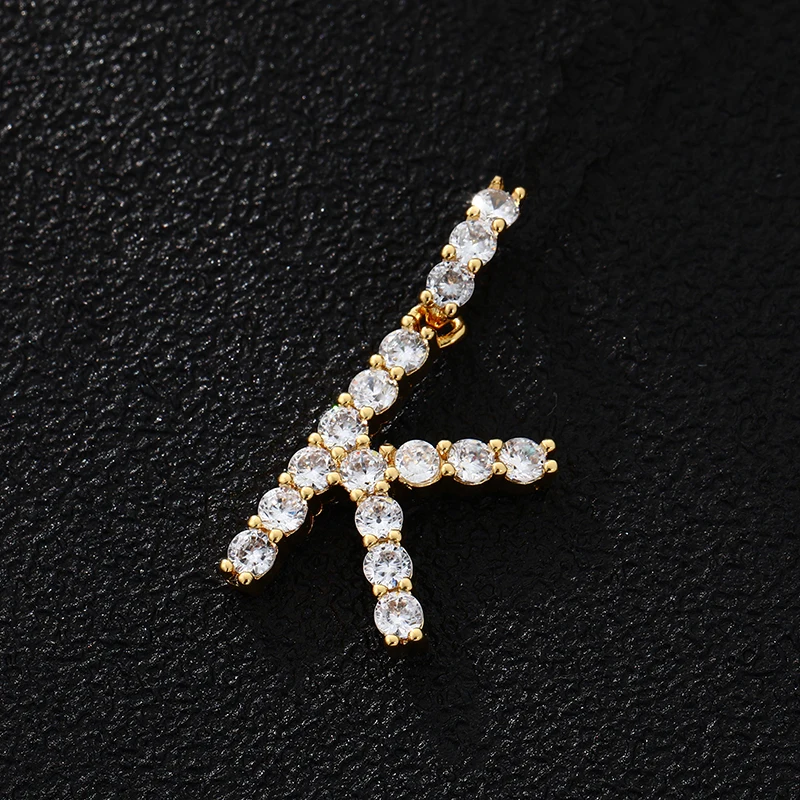 Divat Cirkónia 26 arany betű medál, női kézzel készített DIY fülbevaló, nyaklánc ékszer kiegészítők Kép 4