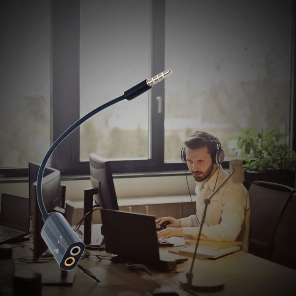 1 2 3,5 mm-es Sztereó Audio Splitter Férfi Fülhallgató Fülhallgató Mikrofon Adapter Kapcsolja be Vezeték Csatlakozó Átalakító Kép 4