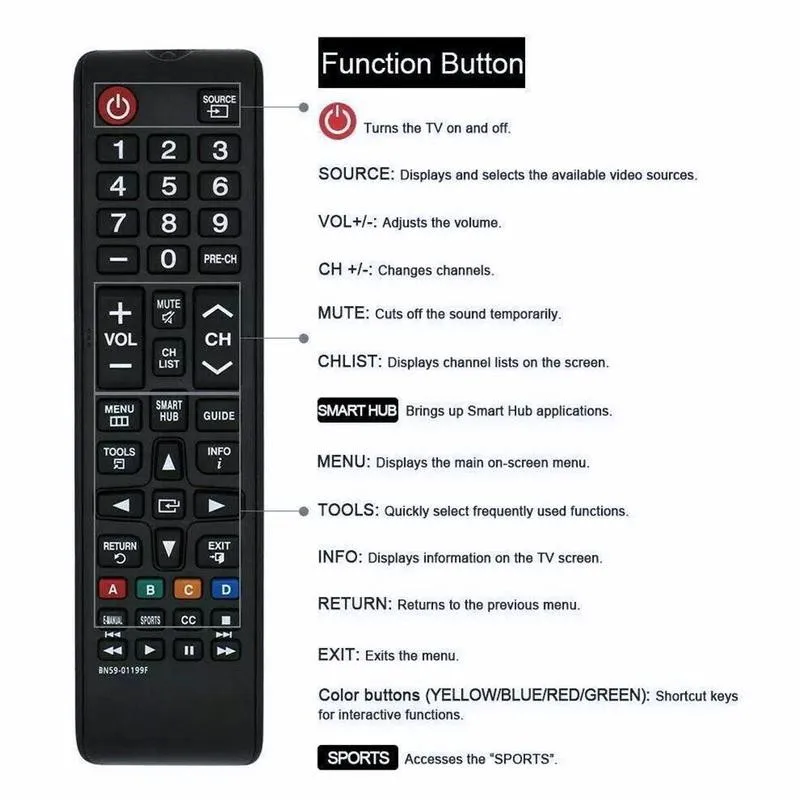 TV Távirányító Samsung BN59-01199F Smart TV Univerzális Vezérlő Távoli Controle Funkció Csere U6U0 Kép 4