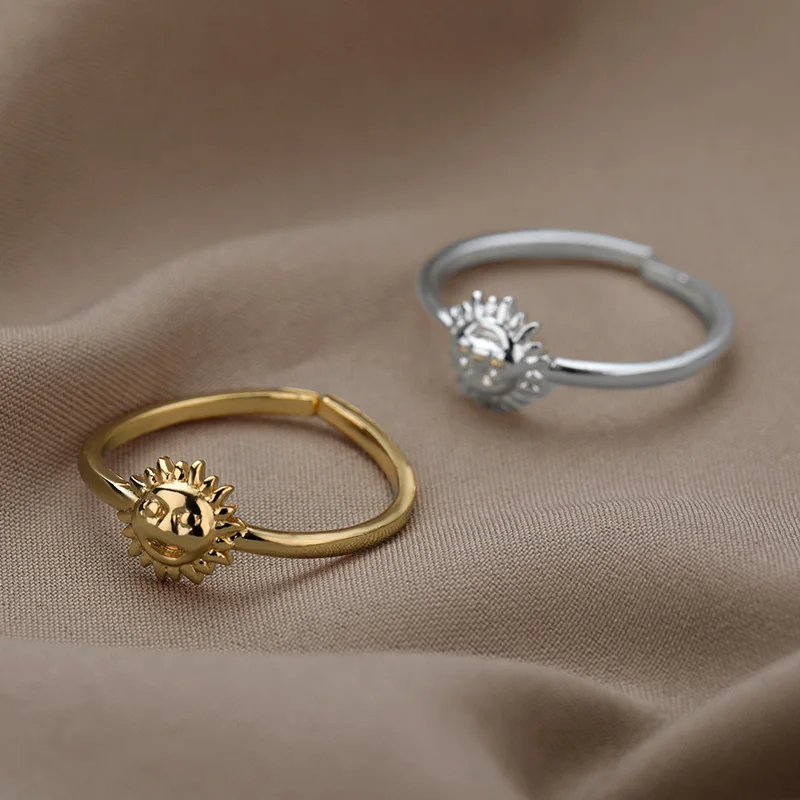 Szüreti Nap Arca Gyűrűk Nők Anillos Arany Ezüst Szín Rozsdamentes Acélból Készült Pár Gyűrű Férfiak Gótikus Ékszer Esztétikai Esküvői Ajándék Kép 4