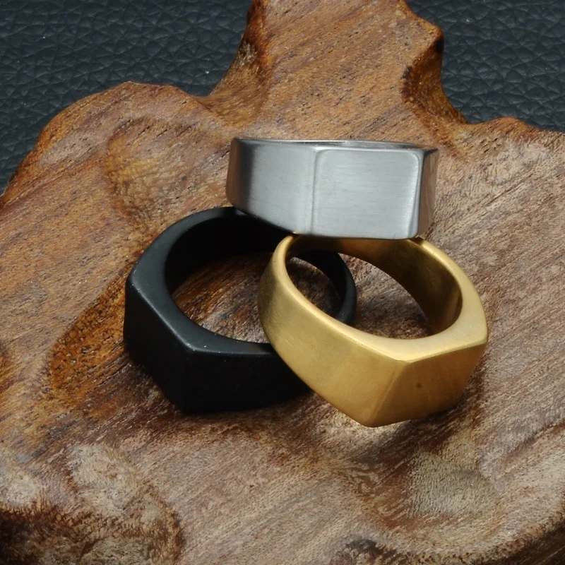Egyszerű, Modern, Szögletes Sima Gyűrűk Geometriai Téglalap Argentate Arany Fekete Fém Gyűrűk, Nők, Férfiak, Hip-Hop, Ékszerek Kép 4