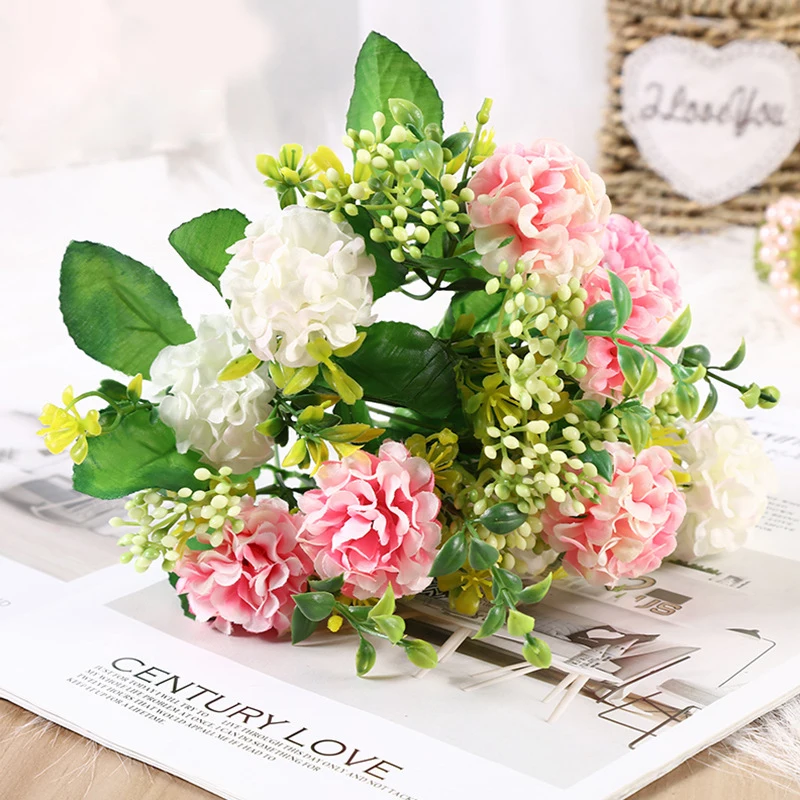 Mesterséges Virágokat 12.2 Inch Selyem Hortenzia Szára, DIY Esküvő Menyasszonyi Csokor Fél Office Home Táblázat Asztaldíszek Növény Kép 4