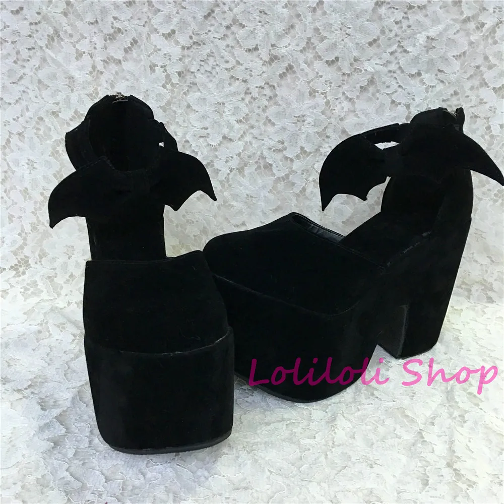 Hercegnő Lolita Cipő Lolilloliyoyo Antaina Japán Design nagy cipő egyedi Fekete bőr vastag alsó pántos cipő an5273 Kép 4