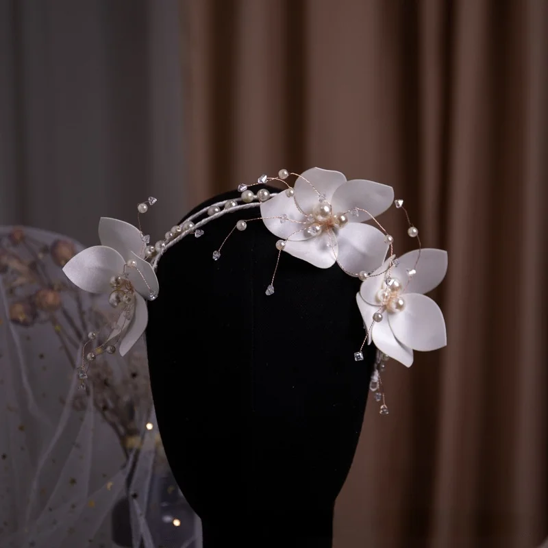 Új Menyasszonyi Haj Zenekar francia háromdimenziós Virág Gyöngyös Menyasszony Esküvői Kiegészítők Fascinators Esküvők Kép 4