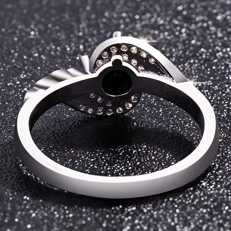 Egyedülálló Természeti Fekete Onyx Spinell Évfordulóján Gyűrű 925 Anillos Ezüst Gyűrű Kerek Vágott Kő Gyűrű Ékszer A Nők Kép 4
