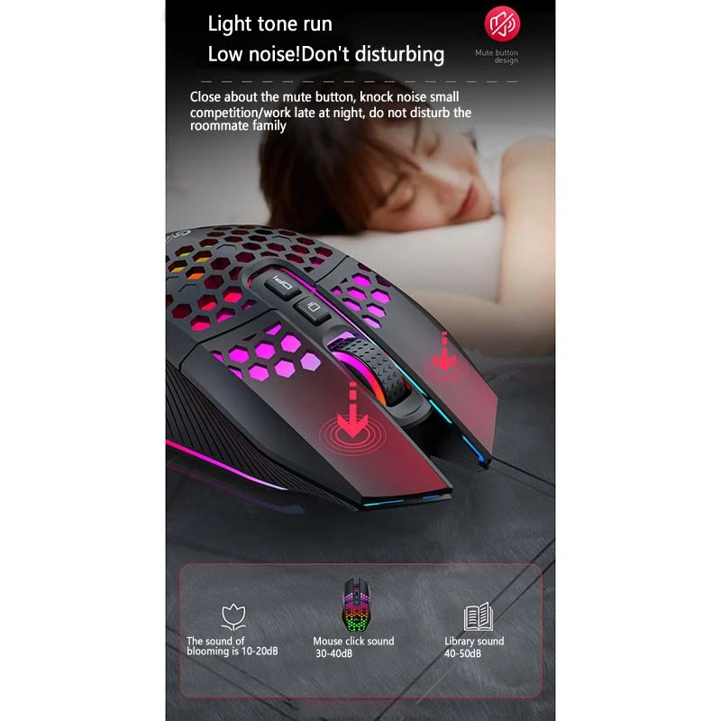 X801 Egér, Mobil, Könnyű, Vezeték nélküli Gaming Mouse a Háttérvilágítás, Alkalmas Laptopok, valamint Asztali Kép 5