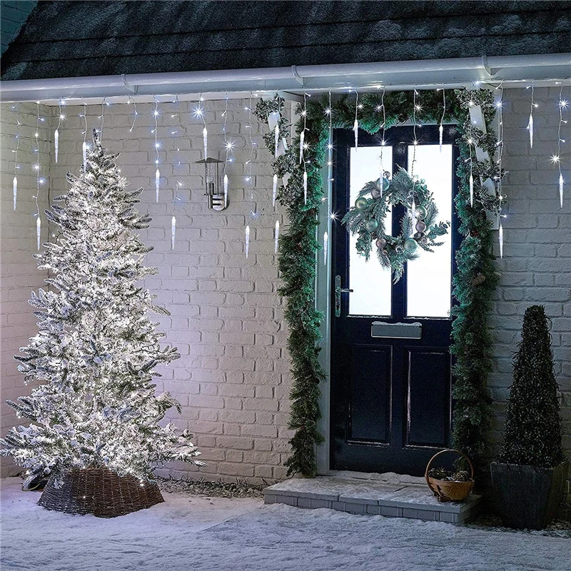 LED Karácsonyi Girland Jégcsap Tündér Függöny Fény Vízesés Ház Új Év, Kert, Terasz lakberendezési 8 Módok Születésnapi Ajándékok Kép 5