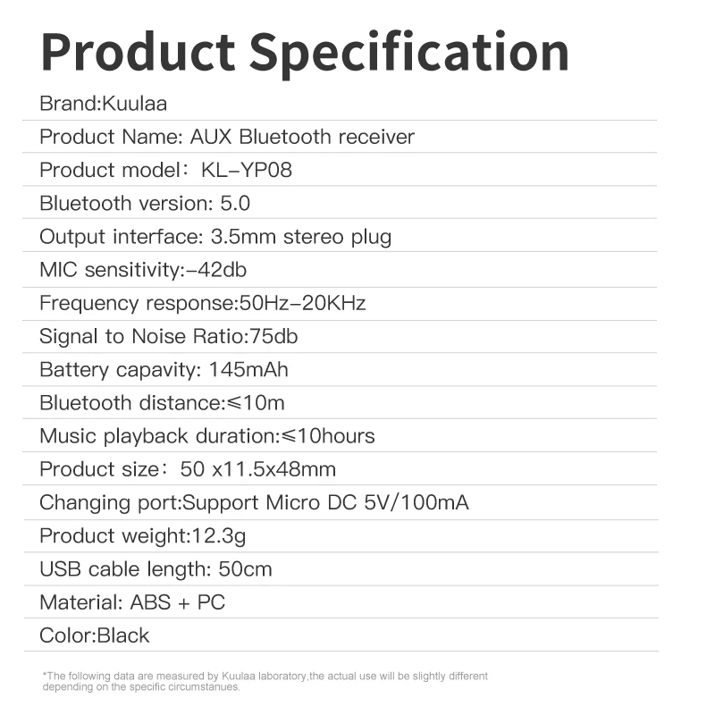 KUULAA Bluetooth Vevő 5.0 aptX LL 3,5 mm-es AUX Jack Audio Vezeték nélküli Adapter Autós PC Fejhallgató, Mikrofon, 3.5 Bluetooth-Receptor 5.0 Kép 5