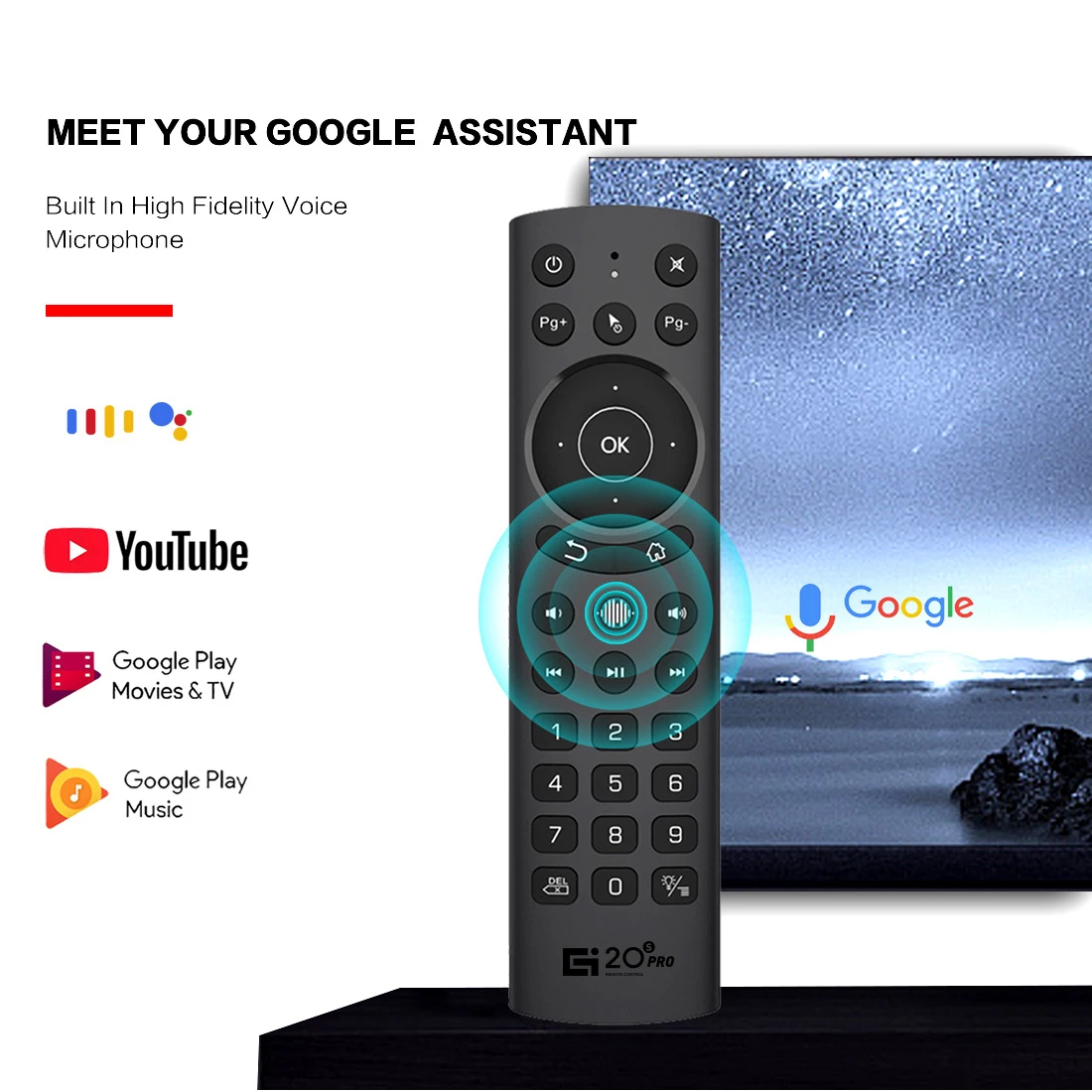 G20S Pro Hang, Okos Air Egér Samsung Smart TV Távirányító távirányító samsung Android TV Box Google Okos TV Kép 5