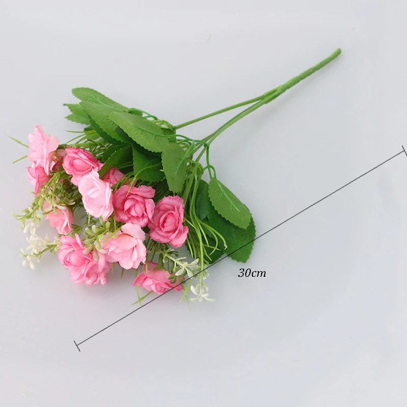JAROWN Mini Mesterséges Rózsa 5Branch Szimuláció Műanyag Selyem virág, Csokor, házi Buli, Esküvő, Szabadidő Art Dekoráció Kép 5