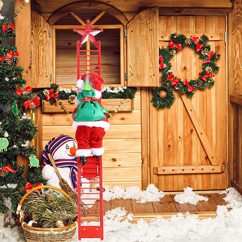 Mikulás Karácsonyi Figura Dísz Mássz Fel A Gyöngyöket, majd Menj Le Többször Elektromos Hegymászás LadderKids Játék Ajándékok New Kép 5