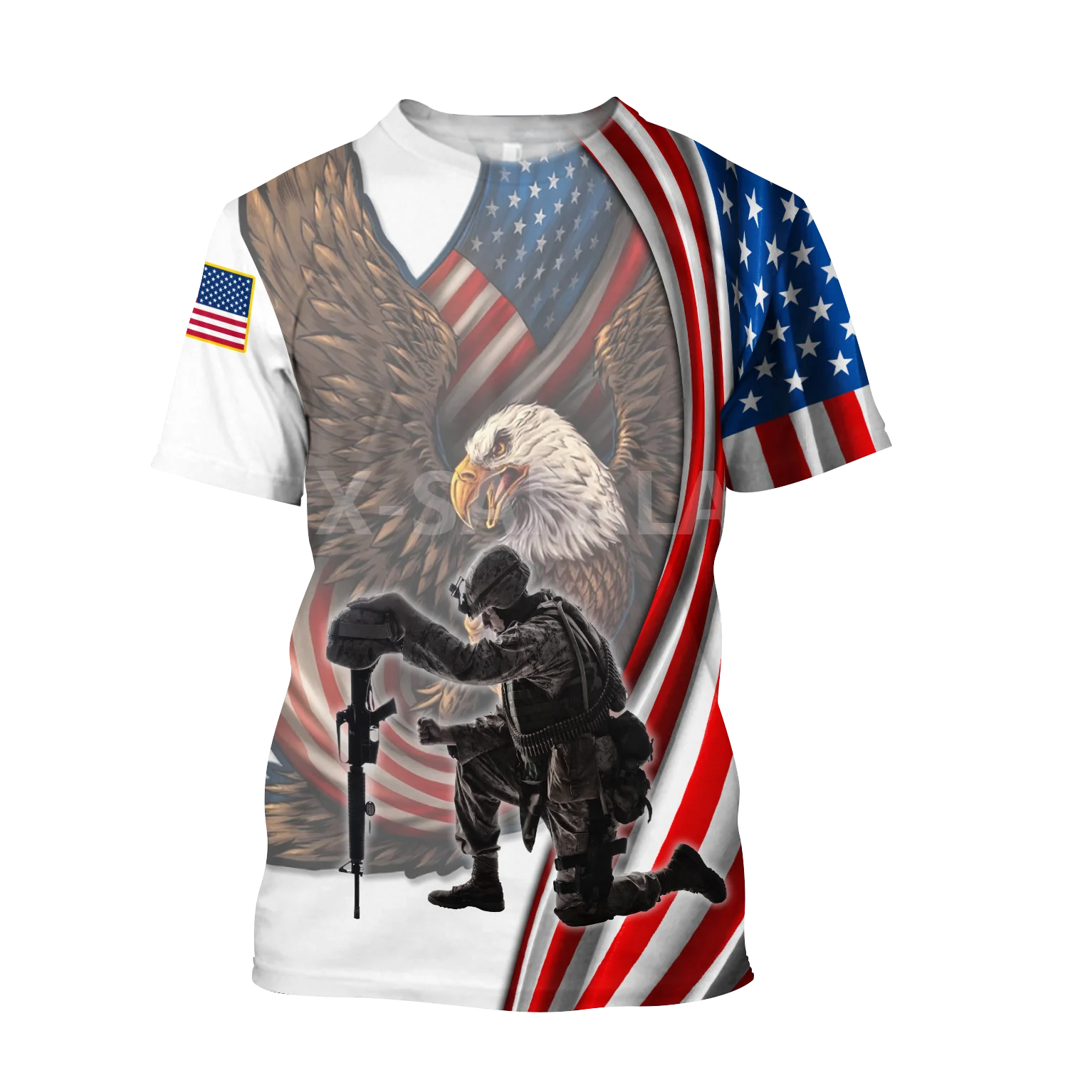 Nyári Divat Férfi póló amerikai Haditengerészet MINKET Veterán Zászló Sas Katona 3D Nyomtatott póló Unisex Harajuku ing, Alkalmi Póló Pólók-5 Kép 5