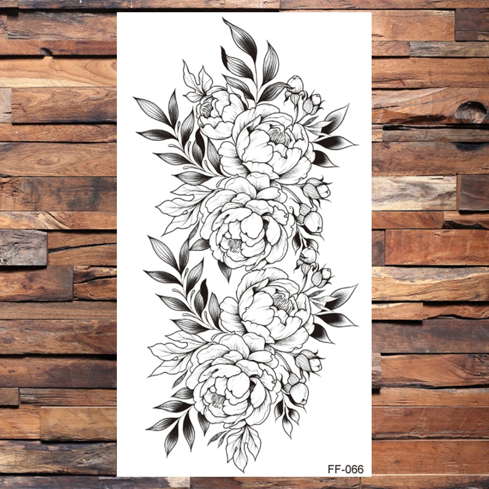 Liliomok, Rózsák Ideiglenes Tetoválás Női Kreatív Virág Minta Hamis Tetoválás Matrica Test, Lábak, Kar, Derék, Virágos Tetkóimat Peonys Kép 5