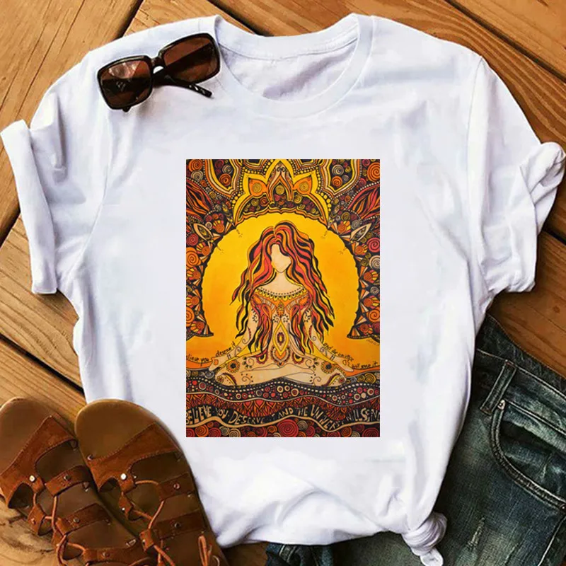 Nyáron új női felső póló hipszter Harajuku stílus vicces női póló kawaii mandala jóga Buddha nyomtatott női póló Kép 5