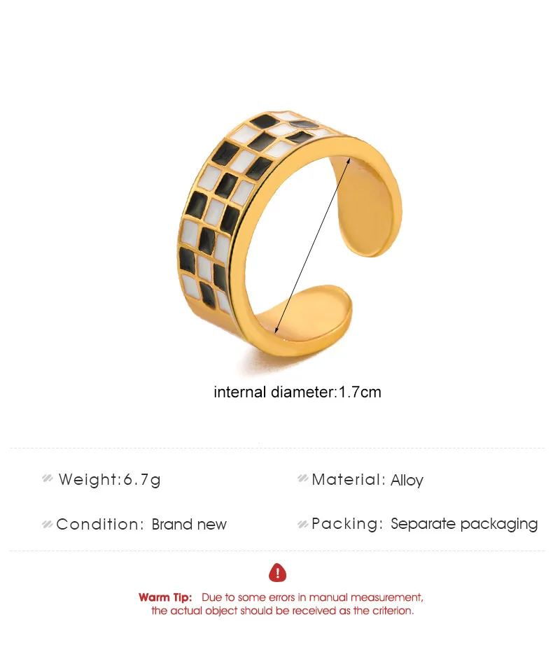 Új Bohém Zománc Kerek Fém Gyűrű Geometriai Fehér, Fekete, Nyitott, Állítható Ujj Gyűrű a Nők Lány Nyilatkozat Jewelry2021 Kép 5