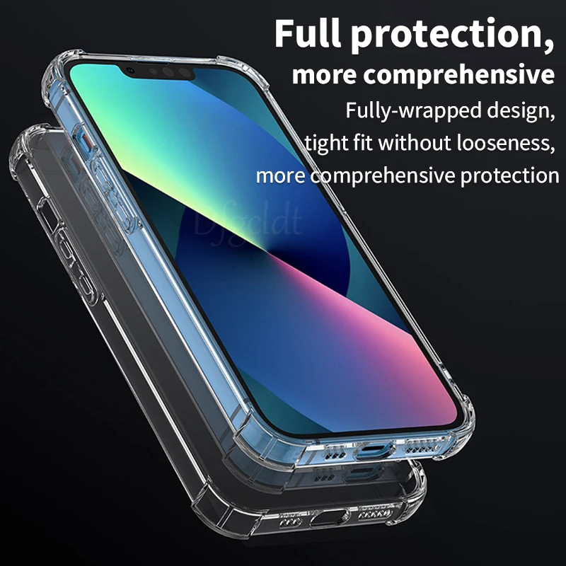 Átlátszó Ütésálló Szilikon Telefon tok iPhone 13 12 11 Pro Xs Max Védelem az Esetben az iPhone X Xr 6 7 8 Plusz hátlap Kép 5