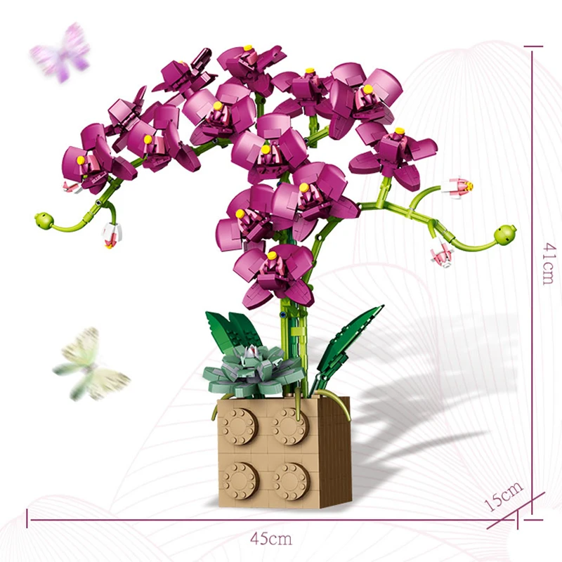 Építőkövei Orchidea Sorozat Bonsai Lány Virágot Felnőtt Virágkötészeti Közgyűlés Játékok, Ajándékok, Díszek Kép 5