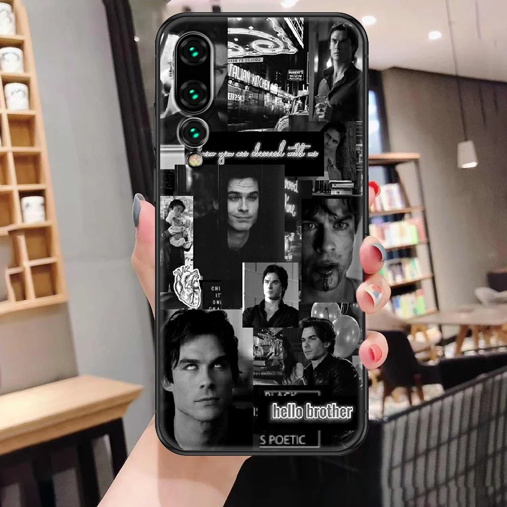 A Vampire Diaries Damon Salvatore Telefon esetében A Huawei P Haver P10 P20 P30 P40 10 20 Okos Z Pro Lite 2019 fekete 3D lökhárító tpu Kép 5